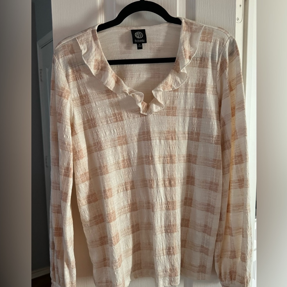 Bonbeau Ruffle Checked long sleeve shirt